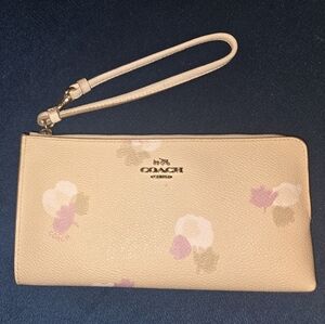Coach Tan Wristlet with Floral Accents